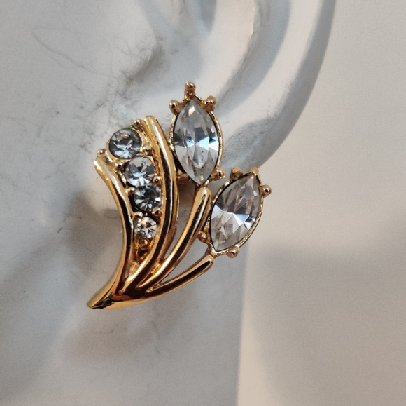 Vintage Signed Vendome Diamante Jewelry Set Necklace and Pierced Earrings - Picture 10 of 12